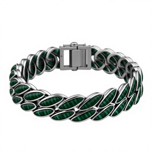 Orelia Iuxe <b>Silver</b> Enamel Cuban Link Hiphop <b>Bracelet</b> Multicolor Oval Moissanite Inlay Chain <b>Bangle</b> for Party Gift - Product Image 1