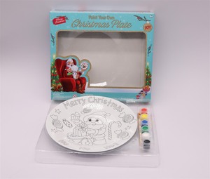 8,19 pulgadas sin pintar pintura hecha a mano DIY niños artesanía cerámica plato Navidad personalizado Santa Claus Reno porcelana dibujos animados - Product Image 3