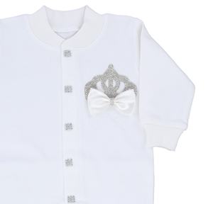 Ensemble de barboteuses pour bébés filles à manches longues, 100% coton tricoté, haute qualité, blanc, printemps, 3 pièces, logo personnalisé, vente en gros, nourrissons, tout-petits - Product Image 6