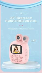 A19 Kids Instant <b>Print</b> <b>Camera</b> 24MP Zero Ink Kids Digital <b>Camera</b> 1080P 2.0 inch Display Child Selfie <b>Camera</b> Toy Pink Blue Color - Product Image 2