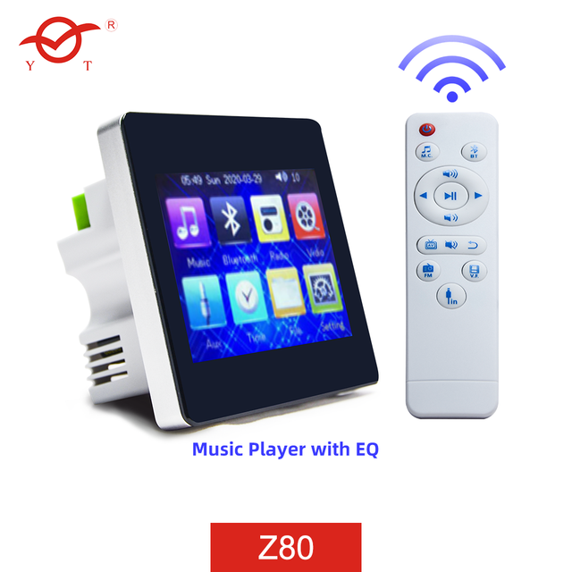 YATAO Smart Home 3.5 Inch Touch Background Music System 2*20 Watt in Wall Amplifier with USB, SD Card, Fm, Remote Control