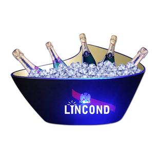 Grote 10L LED klassieke ijs emmer met standaard, CE-gecertificeerd, aangepast logo, <span class=keywords><strong>plastic</strong></span> koeler voor bier & wijn voor buitenfeesten - Product Image 5