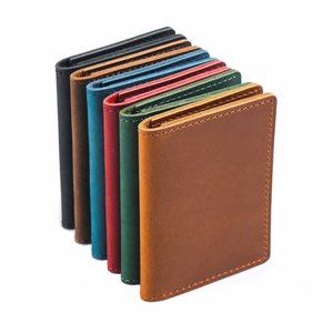 Customize Handmade Genuine Leather Cardholder Full Grain Crazy Horse Full Grain Leather Card Holder Coin <b>Purse</b> Change <b>Purse</b> - Product Image 5