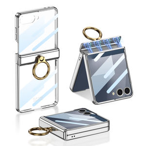 Funda magnética transparente con anillo para Samsung Z Flip 4, Flip 5, 6, 7 con bisagra y anillo, para teléfono móvil - Product Image 4