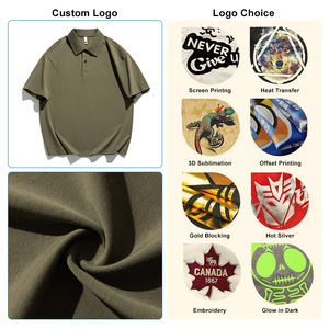 Camisetas Polo de Algodón Pique de 250 Gsm con Logotipo Personalizado, 3 Colores, Estilo Urbano, Vintage, Oversize, Degradado, Lavado Ácido, Hombros Caídos - Product Image 2