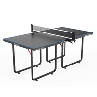 Table de tennis de table d'intérieur de taille moyenne avec filet et poteaux à serrage rapide, table d'intérieur pliable noire et bleue