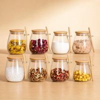 Récipient de stockage alimentaire en verre borosilicate haute résistance hermétique avec couvercle en bambou 350-1000 ml Design minimaliste moderne pour le rangement de la cuisine