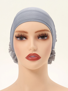 Nouveau <span class=keywords><strong>sous</strong></span>-<span class=keywords><strong>hijab</strong></span> instantané en mousseline avec dentelle florale, <span class=keywords><strong>bonnet</strong></span>, turban, foulard de tête - Product Image 2