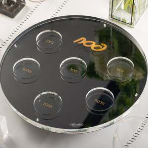 Judaica Acrylic Hexagon Seder <strong>Plate</strong> for Passover Table Factory Custom Waterdale Collection <strong>Pesach</strong> Jewish Lucite Matzah Box - Product Image 1