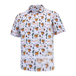 Chemise décontractée pour homme en lin/coton tricoté respirant à manches courtes et imprimé, idéale pour l'été et la plage - Product Image 1