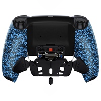 Kit de remap RISE4 V3 bleu texturé remappable pour contrôleur PS5 BDM050, carte de mise à niveau et coque arrière redessinée et 4 boutons arrière