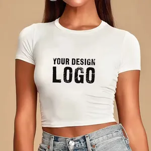 Baby Tee Cropped Ladies Graphic T Shirts Plain Summer Cotton Tight Slim Fit T Shirt Top Oversized Crop Top Mujer Sexy For Women