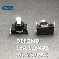 Interrupteur d'alimentation électrique à verrouillage automatique, DEFOND 13A, 125v ac, 6a, 250v ac, 2 broches, 2 pieds