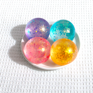 ลูกบอลบีบคลายเครียดแบบนุ่ม ยืดหยุ่น คืนตัวช้า สีสันสดใส วิบวับ กลิตเตอร์ ลูกบอลมอลโทสออโรร่า ของเล่นบีบ - Product Image 3