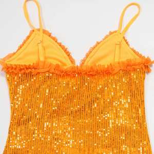 Abito da <span class=keywords><strong>Donna</strong></span> con Paillettes e Volant in 4 Colori, Mini Abito Aderente con Aperture Luccicanti per Feste, Taglie S-2XL - Product Image 4