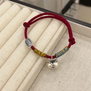 Pulsera de hilo rojo con dije de campana de plata pura 999, regalo unisex, joyería - Product Image 1