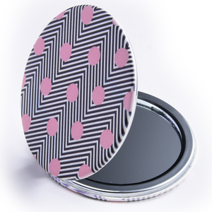 Factory Free Customize Sample PU Mini Round Shape Pocket Mirror for Promotional