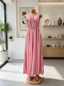 <span class=keywords><strong>Robe</strong></span> plissée décontractée mi-longue sans manches à taille empire et patchwork <span class=keywords><strong>pour</strong></span> femme, coupe régulière, tailles 3XL 4XL 5XL, vente en gros d'usine, collection printemps-été - Product Image 3