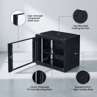 Kotak Komunikasi TBS 9U Wallmount Data Hub 19 Inch Sesuai Standar EIA-310, Rak Jaringan Kustom OEM yang Dapat Dibongkar