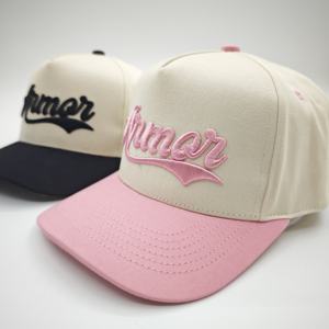 High Quality 5 Panel Curved Brim Structured Oxford Dot Baseball <b>Cap</b> with Custom Embroidery Logo - Product Image 5