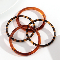 Bracelets élégants pour femmes 2026, bracelets fins en résine ronds empilables à imprimé léopard ambre, cadeau 2 pièces