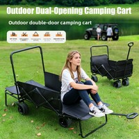 Chariot de camping d'extérieur pour voiture, avec siège auto grand format, trois-en-un, poussette pour bébé, remorque de camping pivotante en métal