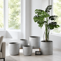 Grand pot en ciment 40x40x40cm rond léger pour décoration de sol intérieur/extérieur