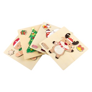 DAMAI 4 Pack Christmas Wooden Puzzles for Kids Christmas Stocking Stuffers for Toddlers Christmas Toys Party Favors Gifts - Product Image 1