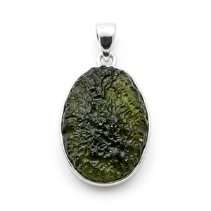 HA Gems 925 Sterling Silver Unisex Oval Moldavite <b>Crystal</b> Healing Stone Spiritual Lab Grown Raw Charms Gift Claw Setting <b>Pendant</b> - Product Image 1