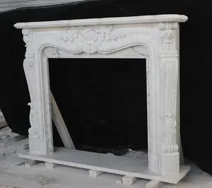 Harga langsung pabrik desain kustom ukiran tangan murah Italia Carrara perapian marmer putih mantel