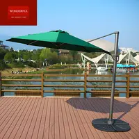 Parasol de piscine d'extérieur résistant aux UV, cadre en aluminium, parapluie latéral rond à toit unique avec base en marbre