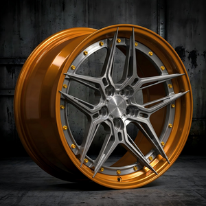 Jantes forgées multi-branches HBZHIGU Signature Series 2 pièces, face grise, lèvre orange, pour GT-R et Huracan, 18-24 pouces - Product Image 1
