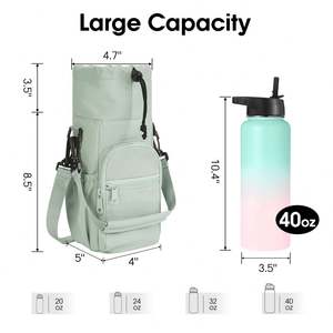 Custom Insulated Nylon Adjustable Shoulder Strap Crossbody Drawstring <b>Water</b> <b>Bottle</b> Carrier Sling Bag - Product Image 3