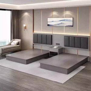 Hotel Bedroom Furniture Sets Customize <b>Single</b> Double Affordable Wood Bed Frame With <b>Headboard</b> Nightstands TV Cabinet & Wardrobe - Product Image 4