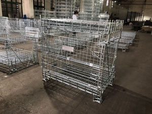 Cage de stockage pliable Conteneur de stockage en acier galvanisé Poubelle à cage en métal conforme à l'UE avec porte verrouillable - Product Image 2