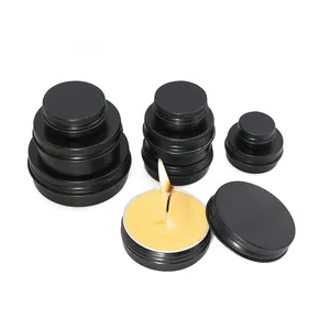 10ml 50ml 80ml 200ml Double Sided Matte Black Round Tin Aluminum Tin Can 4oz Matte Black Tins With Screw Lid