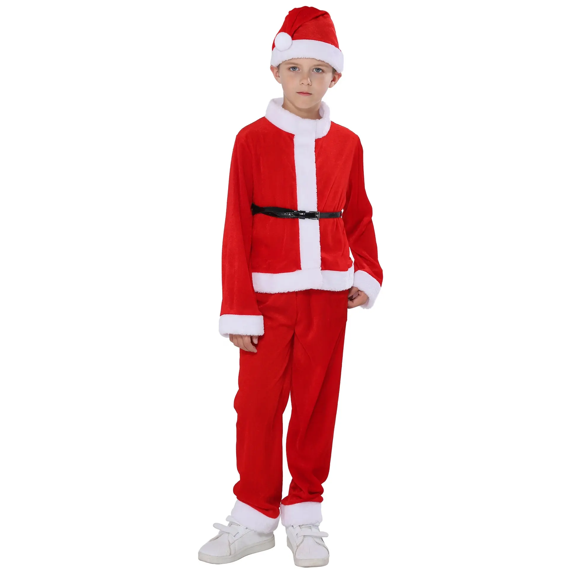 Traje divertido de fiesta Disfraces de Navidad para niños Venta al por mayor Disfraz de personaje de Navidad con accesorios