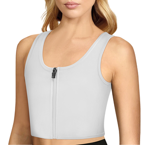 New Hot Sale Breathable Women's Tops Body Shapers Chaoyang Tomboy Transgender <strong>Lesbians</strong> FTM Square Collar Front Zipper Nylon Firm - Product Image 4