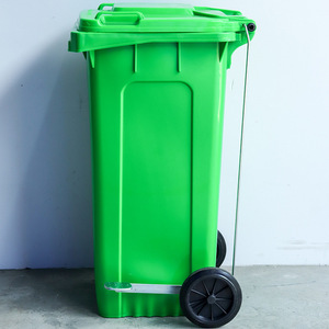 Outdoor Plastic Trash Can 240L Wheeled Rectangular With <b>Lid</b> For Street Sanitation - Product Image 1