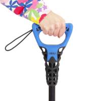 Bastón de Cuatro Patas Reforzado, Base de 4 Patas con Mango Ergonómico Azul, Altura Ajustable, Capacidad de 160 kg, KMINA K10070