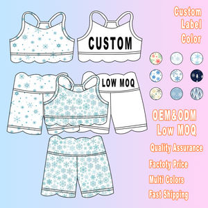 Yazlık Kız Çocuk Yoga Elbise Takımı Özelleştirilebilir Renk Spor Giyim Şortlu Genç Kızlar Toptan - Product Image 1