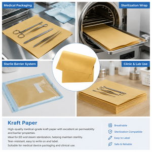 Papel de Envoltura Esterilizante Transpirable de Grado Médico Degao OEM, 100 Hojas/Paquete para Instrumentos Médicos, Desinfección con Vapor EO - Product Image 2