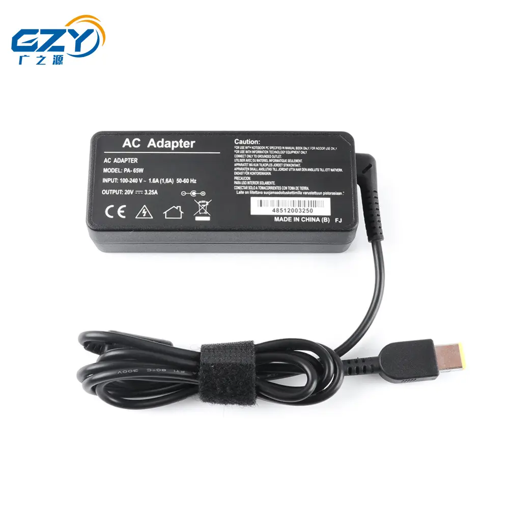 Wholesale charger 65W 20V 3.25A Power Adapter Yellow USB/Square Pin Laptop Charger for Lenovo