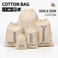 Sac à cordon en coton pur réutilisable avec logo personnalisé, emballage écologique et durable, sac recyclable, petite pochette, utilisation pour la personnalisation de cadeaux