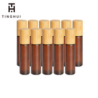 Flacons roll-on en verre dépoli ambré clair de 10 ml, vides et rechargeables, avec bouchon en bambou, pour échantillons d'huiles essentielles – NOUVEAU
