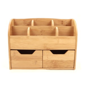 Mini 4 Tier Wooden Box Storage Drawer Cabinet Office Art Supply Bamboo Desk Organizer For Desk