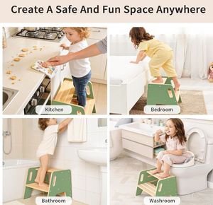 <span class=keywords><strong>Tabouret</strong></span> d'apprentissage en bois écologique et sûr, réglable en hauteur (3 niveaux), personnalisé et moderne, pour l'autonomie des tout-petits à la toilette, dans la salle de bain et au lavabo - Product Image 6