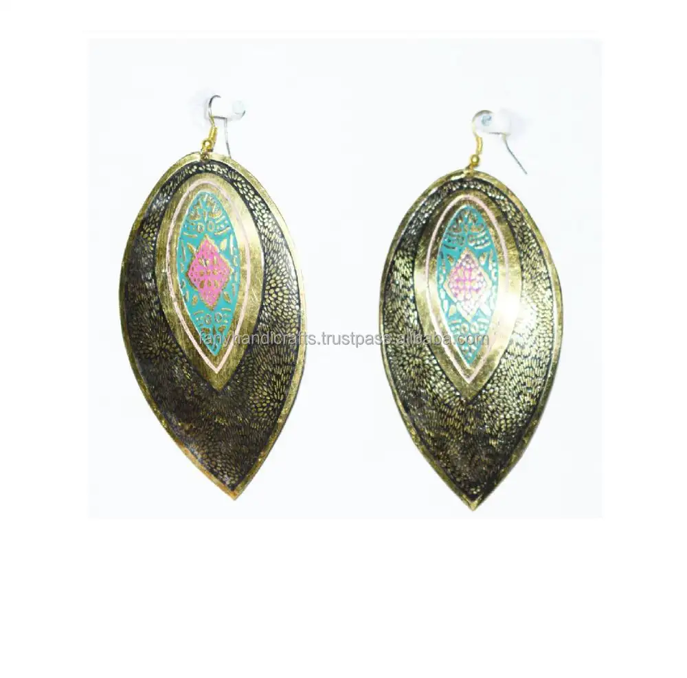 Luxury wedding drop earrings jewelry for women Hot Selling New Arrival Natural Spiny Oyster Copper Turquoise Gemstone