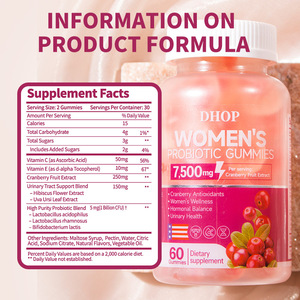Formule de soutien pour les voies urinaires sous forme de gommes avec extrait de canneberge de force <span class=keywords><strong>clinique</strong></span> et 1 milliard d'UFC de probiotiques pour la santé des femmes - Product Image 6