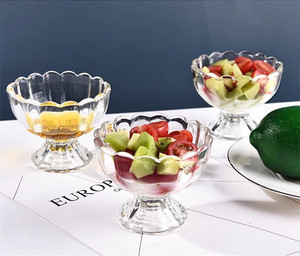 Pequena Flor Bonito Forma Tulipa Tigelas De Sobremesa De Vidro Copos De Sorvete Transparente Home Fruit Salad Fruit Glasses Cup - Product Image 6